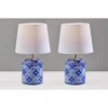 Adesso (Set Of 2) Polly Bonus Table Lamps White And Blue: Ceramic Base, Polyester Drum Shade, ETL Listed -Adesso GUEST 03c6f050 4fee 4a62 b34f 3140c3a3f090