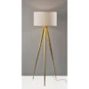 Adesso Director Floor Lamp Antique Brass: Tripod Base, Polyester Drum Shade, ETL Listed -Adesso GUEST 049e08d9 be11 4576 872c 5802543862ec