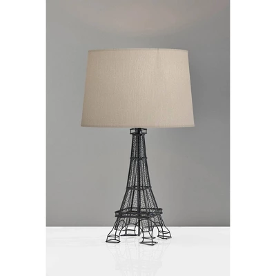 Adesso Eiffel Tower Table Lamp Black/Beige: Acrylic 3-D Base, No Assembly, UL Listed, Modern Decor 5 Adesso Eiffel Tower Table Lamp Black/Beige: Acrylic 3-D Base, No Assembly, UL Listed, Modern Decor - Image 3