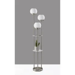 Bianca Shelf Floor Lamp Brushed Steel - Adesso -Adesso GUEST 0f3af745 64e0 4601 8b7e 7d4a6a0c934b