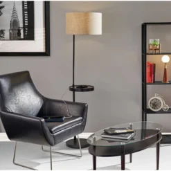63.5" Oliver Charge Shelf Floor Lamp Black - Adesso -Adesso GUEST 13eb9b50 5ddb 441a bacd 50802fe6b67e
