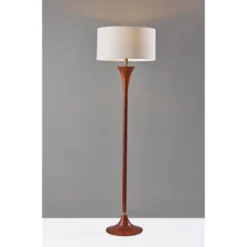 Rebecca Floor Lamp Walnut Rubberwood With Antique Brass Accent - Adesso -Adesso GUEST 1433fa34 df66 4152 9023 7eb872f7e287
