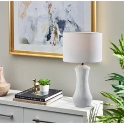 Adesso Marissa Table Lamp White: Ceramic Base, Cotton Drum Shade, ETL Listed, 26" Height -Adesso GUEST 1add31b9 c45f 4080 a886 8446761c8677