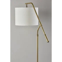 Adesso Milo Floor Lamp Antique Brass: Standing Arc With Linen Shade, UL Listed, 3-Way Dimmer Switch -Adesso GUEST 20c0b903 4dd6 4f1c 96b6 5c88e8e7429d