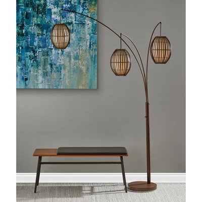 83" Maui Collection 3-Arm Arc Lamp Brown - Adesso 4 83" Maui Collection 3-Arm Arc Lamp Brown - Adesso - Image 2