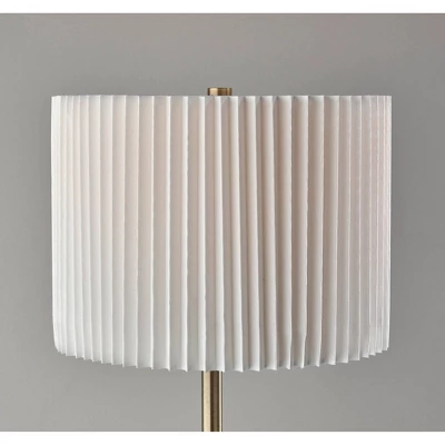Adesso Eli Floor Lamp Antique Brass: 60" Height, Off-White Linen Shade, 3-Way Rotary Switch 4 Adesso Eli Floor Lamp Antique Brass: 60" Height, Off-White Linen Shade, 3-Way Rotary Switch - Image 2