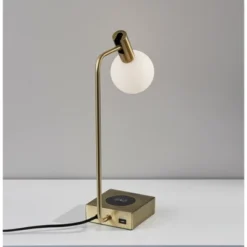 Windsor Charge Table Lamp Antique Brass (Includes LED Light Bulb) - Adesso -Adesso GUEST 2eda8468 4f90 489d 98f2 57a564ec7c4b
