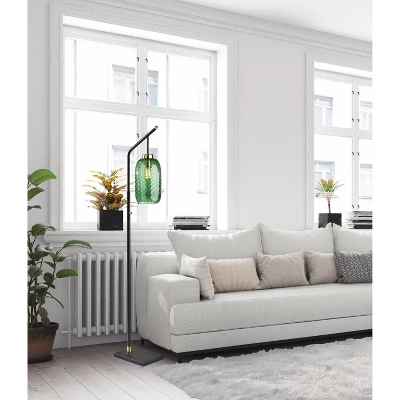 Derrick Floor Lamp Black With Brass Accents - Adesso 6 Derrick Floor Lamp Black With Brass Accents - Adesso - Image 4