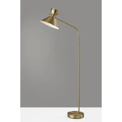 Adesso Duke Floor Lamp Antique Brass: ETL Listed, Metal Shade, 1-Light, 67.5" Tall, Modern Decor