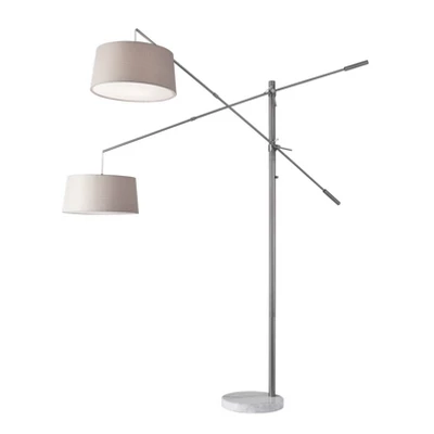 78" Manhattan Two Arm Arc Lamp Steel - Adesso 4 78" Manhattan Two Arm Arc Lamp Steel - Adesso - Image 2