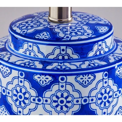 Adesso (Set Of 2) Polly Bonus Table Lamps White And Blue: Ceramic Base, Polyester Drum Shade, ETL Listed 7 Adesso (Set Of 2) Polly Bonus Table Lamps White And Blue: Ceramic Base, Polyester Drum Shade, ETL Listed - Image 5