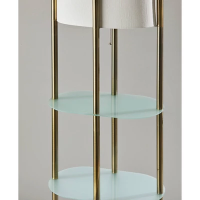 Norman Shelf Floor Lamp Antique Brass - Adesso 4 Norman Shelf Floor Lamp Antique Brass - Adesso - Image 2