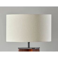 Adesso Kirby Shelf Floor Lamp Walnut Wood: Modern Design, Linen Shade, 3-Way Rotary Dimmer Switch -Adesso GUEST 4c9b093c abee 40f1 b5af 5248aa462ffa