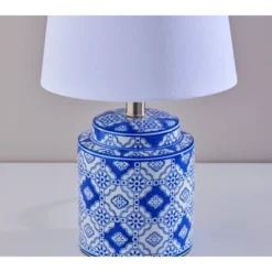 Adesso (Set Of 2) Polly Bonus Table Lamps White And Blue: Ceramic Base, Polyester Drum Shade, ETL Listed 11 Adesso (Set Of 2) Polly Bonus Table Lamps White And Blue: Ceramic Base, Polyester Drum Shade, ETL Listed -Adesso GUEST 4d677b3b 52b3 4c99 80d0 8bc1a61e96ad