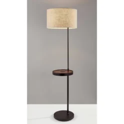 63.5" Oliver Charge Shelf Floor Lamp Black - Adesso
