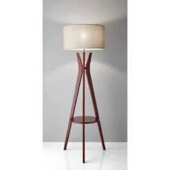 Adesso 30 59.5" 3-way Bedford Shelf Floor Lamp Brown - Adesso