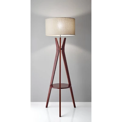 59.5" 3-way Bedford Shelf Floor Lamp Brown - Adesso 3 59.5" 3-way Bedford Shelf Floor Lamp Brown - Adesso