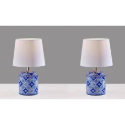 Adesso (Set Of 2) Polly Bonus Table Lamps White And Blue: Ceramic Base, Polyester Drum Shade, ETL Listed 10 Adesso (Set Of 2) Polly Bonus Table Lamps White And Blue: Ceramic Base, Polyester Drum Shade, ETL Listed -Adesso GUEST 58ebdadf 09a8 45aa 91cc 485507a6294d