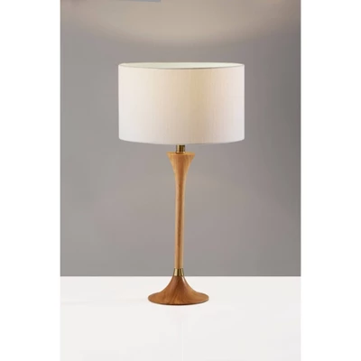 Rebecca Table Lamp Natural Rubberwood With Antique Brass Accent - Adesso 6 Rebecca Table Lamp Natural Rubberwood With Antique Brass Accent - Adesso - Image 4