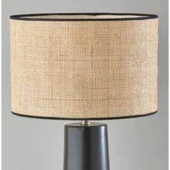 Sheffield Tall Table Lamp Black - Adesso: Ceramic Base, Rattan Shade, ETL Listed, 3-Way Switch -Adesso GUEST 5b8807c8 1c78 47d3 a2af cbe939500a17