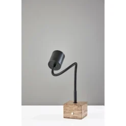 Adesso Rutherford Desk Lamp (Includes LED Light Bulb) Black: Travertine Base, Gooseneck, Touch Sensor -Adesso GUEST 615c1b61 eebf 46e9 92a2 2599afa70b4f