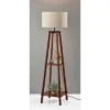 Adesso Kirby Shelf Floor Lamp Walnut Wood: Modern Design, Linen Shade, 3-Way Rotary Dimmer Switch -Adesso GUEST 626fccf1 7ed4 48f8 976c ecf441bfcfa6