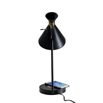 19" Wireless Charging Table Lamp Matte Black - Adesso 3 19" Wireless Charging Table Lamp Matte Black - Adesso