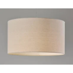 Adesso Barton Arc Lamp Antique Brass: Oatmeal Linen Shade, ETL Listed, 75.5" Height -Adesso GUEST 68e55405 9ac8 47f6 84db 81ca1b452bed