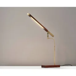 LED Barrett Desk Lamp Walnut/Brass (Includes LED Light Bulb) - Adesso -Adesso GUEST 6f87b457 8dc4 474d 9346 4f33254317e6