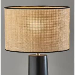 Sheffield Tall Table Lamp Black - Adesso: Ceramic Base, Rattan Shade, ETL Listed, 3-Way Switch -Adesso GUEST 7474141f 54bb 48d0 8c23 f9ec690d3f50
