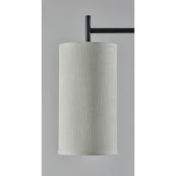 Adesso Zion Floor Lamp Black: Modern Design, ETL Listed, Polyester Drum Shade, Metal Body, 65" Height