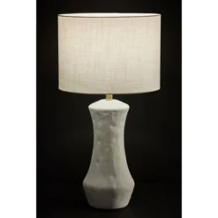 Adesso Marissa Table Lamp White: Ceramic Base, Cotton Drum Shade, ETL Listed, 26" Height -Adesso GUEST 8d4c5871 ca77 4c80 8e7b 7a1df43a866e