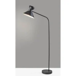 Adesso Duke Floor Lamp Black: ETL Listed, 67.5" Tall, Metal Shade, 1-Way Rotary Switch