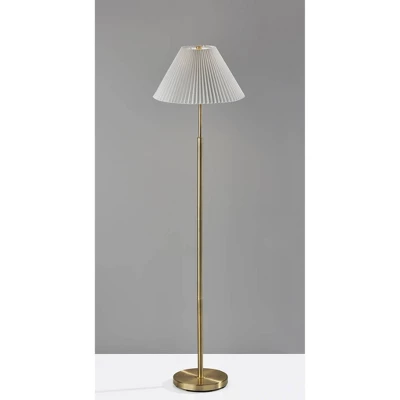 Adesso Jeremy Floor Lamp Antique Brass: Linen Shade, 3-Way Switch, Metal Body, UL Listed 3 Adesso Jeremy Floor Lamp Antique Brass: Linen Shade, 3-Way Switch, Metal Body, UL Listed