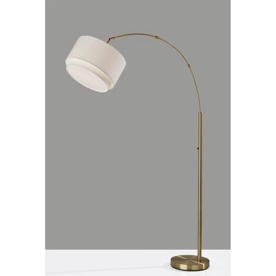 Adesso Brinkley Arc Lamp Brass: ETL Listed, 73.5" Height, 45" Depth, Cotton Drum Shade 3 Adesso Brinkley Arc Lamp Brass: ETL Listed, 73.5" Height, 45" Depth, Cotton Drum Shade