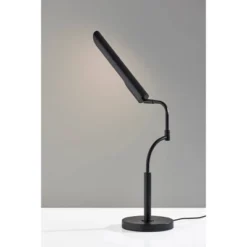Adesso Zane Desk Lamp (Includes LED Light Bulb) With Smart Switch Black: ETL Listed, Metal Shade, Touch Sensor