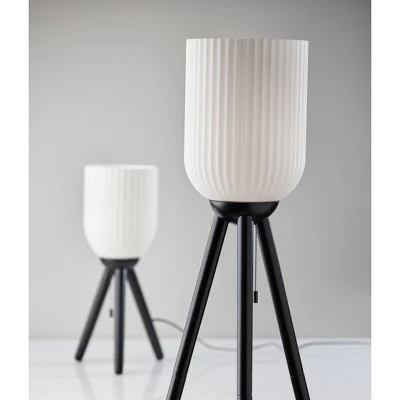 Adesso Kinsley Floor Lamp Black: Modern Style, ETL Listed, Glass Shade, Wood Body, Pull Chain 6 Adesso Kinsley Floor Lamp Black: Modern Style, ETL Listed, Glass Shade, Wood Body, Pull Chain - Image 4