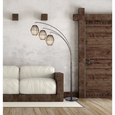 83" Maui Collection 3-Arm Arc Lamp Brown - Adesso 5 83" Maui Collection 3-Arm Arc Lamp Brown - Adesso - Image 3