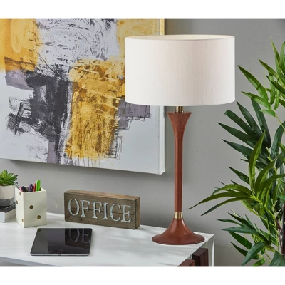 Rebecca Table Lamp Walnut Rubberwood With Antique Brass Accent - Adesso 3 Rebecca Table Lamp Walnut Rubberwood With Antique Brass Accent - Adesso