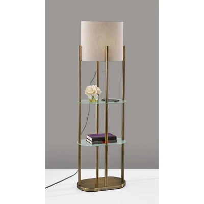 Norman Shelf Floor Lamp Antique Brass - Adesso 3 Norman Shelf Floor Lamp Antique Brass - Adesso