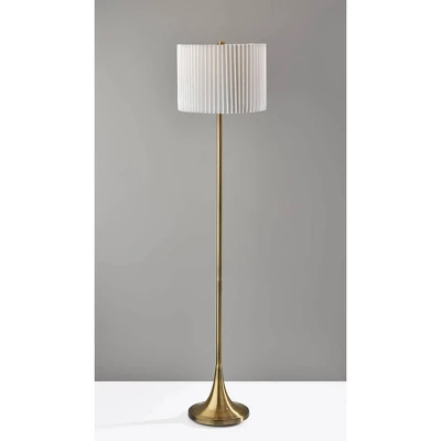 Adesso Eli Floor Lamp Antique Brass: 60" Height, Off-White Linen Shade, 3-Way Rotary Switch 3 Adesso Eli Floor Lamp Antique Brass: 60" Height, Off-White Linen Shade, 3-Way Rotary Switch