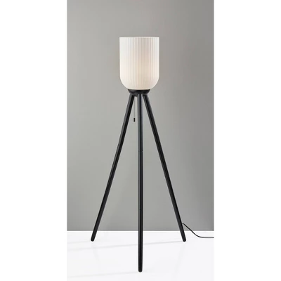 Adesso Kinsley Floor Lamp Black: Modern Style, ETL Listed, Glass Shade, Wood Body, Pull Chain 4 Adesso Kinsley Floor Lamp Black: Modern Style, ETL Listed, Glass Shade, Wood Body, Pull Chain - Image 2