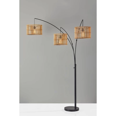 82" Cabana Collection 3-Arm Arc Lamp Black - Adesso 4 82" Cabana Collection 3-Arm Arc Lamp Black - Adesso - Image 2