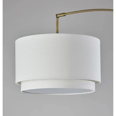 Adesso Brinkley Arc Lamp Brass: ETL Listed, 73.5" Height, 45" Depth, Cotton Drum Shade 4 Adesso Brinkley Arc Lamp Brass: ETL Listed, 73.5" Height, 45" Depth, Cotton Drum Shade - Image 2