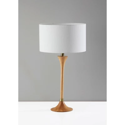 Rebecca Table Lamp Natural Rubberwood With Antique Brass Accent - Adesso 7 Rebecca Table Lamp Natural Rubberwood With Antique Brass Accent - Adesso - Image 5