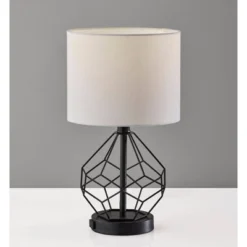 Adesso Chiara 2 Piece Bonus Pack Black: Contemporary Metal Cage Base, White Drum Shades, ETL Listed, No Assembly Required -Adesso GUEST d44ad290 ac45 4898 9226 1878327d9b35
