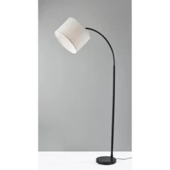 Adesso Jace Floor Lamp Black: Adjustable Arc, Overhead Reading Light, ETL Listed, Modern Design