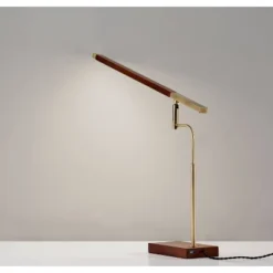 LED Barrett Desk Lamp Walnut/Brass (Includes LED Light Bulb) - Adesso -Adesso GUEST d9e61632 5c66 41ea ac7e 03cae14af8fc