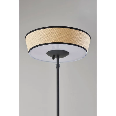 300W Harper Floor Lamp Black/Natural - Adesso 3 300W Harper Floor Lamp Black/Natural - Adesso