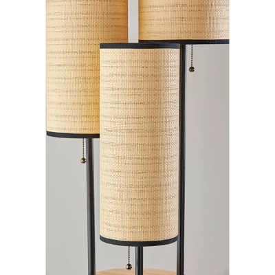 Adesso Trio Floor Lamp Black And Antique Brass: ETL Listed, 68.5" Height, 3 Woven Paper Shades 4 Adesso Trio Floor Lamp Black And Antique Brass: ETL Listed, 68.5" Height, 3 Woven Paper Shades - Image 2
